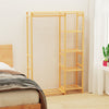 Bamboo Garment Rack Large Clothes Rail Rack with Shelves Wardrobe for Guest Room