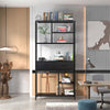 XL Vintage Industrial Bookcase Tall Shelf Metal Display Unit with Cabinet & Rack