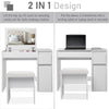 Dressing Table with Drawers, Mirror Stool Set Makeup Desk Vanity Table Bedroom
