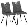 2Pcs Grey Dining Chairs Velvet Padded Seat Restaurant Chair w/ Handle Modern