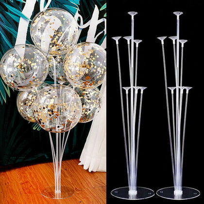 2x 7 In 1 Plastic Balloon Base Table Support Holder Cup Stick Stand Party Decor
