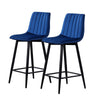 2x Barstools Set Velvet Upholstered Seat Metal legs Bar Stools Breakfast Chair