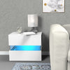 24" RGB LED Light Bedside Table Cabinet Nightstand High Gloss 2 Drawer Furniture