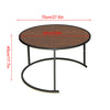 2Pcs Retro Brown Round Coffee Tables Set Sofa Side Nested End Tables Living Room