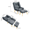 Fabric Grey Orthopedic Modern Recliner Armchair Sofabed Sleeper Chair with Stool