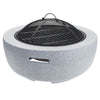 Light Grey Round Fire Pit Bowl Heater BBQ Grill Camping Burner Outdoor Garden