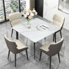 Industrial Square Marble Dining Table Kitchen Eating Table & Black Legs 4 Seater