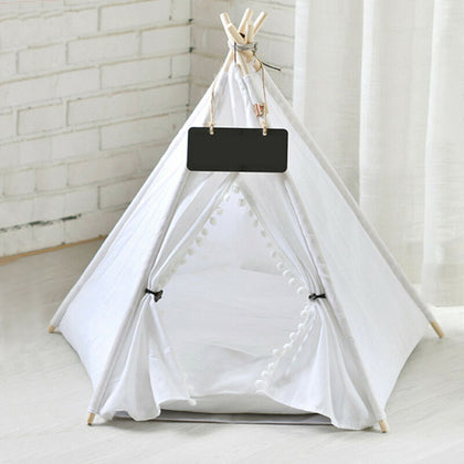 Paw Hut Teepee Bed Pet Cat Kitten Dog Puppy Play Tent Foldable House White