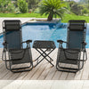 Garden Folding Table and 2 Zero Gravity Sun Lounger Chairs Set with 2 Cupholders