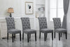 2/4/6x Fabric Button Tufted Dining Chairs Upholstered Kitchen Dining Room Grey