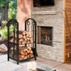 Fireplace Log Rack Set 4-Piece Fireplace Tools Wrought Iron Storage Logs Holder