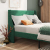 Double Size Bed 4FT6 Velvet Upholstered Bed Frame with Wood Slat Support QH