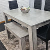 Grey Dining Table and 4 Black Chairs With 1 Bench Kitchen Dining Room Set
