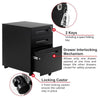 Home Office Filing Cabinet Under Desk File Storage w/ 3 Drawers Casters Lockable