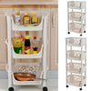 3/4 Tier Kitchen Cart Trolley Vegetable Fruit Food Storage Basket Rack w/ Wheels