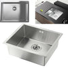 Stainless Steel Kitchen Sink Laundry Catering Topmount Square Single Bowl UK