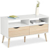 TV Unit Cabinet Stand White Wood Effect w/ Storage Drawers & Shelves | VonHaus