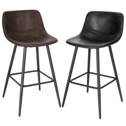 1/2/4x PU Leather Bar Stool High Counter Breakfast Chair with Backrest Barstool
