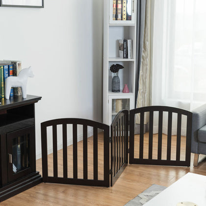 3-Panel Wooden Dog Gate Freestanding Pet Fence Baby Folding Safety Barrier