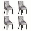 Set of 2 Grey Velvet Dining Chairs Tufted High Back for Dining Room Kitchen Home