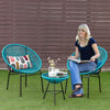 3PCS Patio Furniture Set Outdoor PE Rattan Woven Patio Chairs Set W/ Glass Table