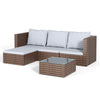 Rattan Garden Furniture 4Seater Corner Sofa Stool Glass Dining Table Outdoor Set