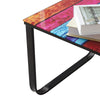 Rainbow Glass Coffee Table Metal Leg Side End Side Table Living Room Rectangle