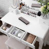 White Dressing Table Set with Mirror and Stool Girls Makeup Desk with 5 Drawers