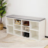 White Shoe Storage Bench Cabinet Ottoman Padded Seat Organizer Shelves Adjusting