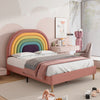 Velvet Upholstered Bed 4ft6 Double Bed Frame with Headboard for Kids Teens BT