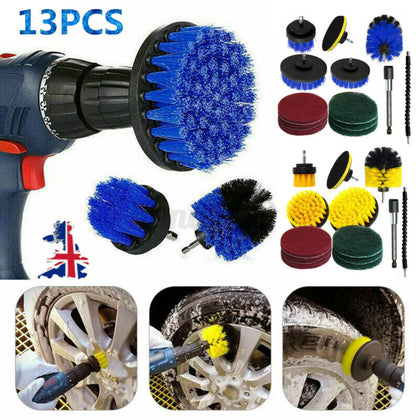 13X Drill Brush Attachment Set Power Scrubber Kit Car Scrubbing Cleaning Kit
