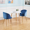 Set of 2 Blue Velvet Dining Chairs Retro Armchairs Accent Chairs with metal legs