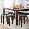 Set of 4 Bentwood Stools Backless Counter Stools Padded Stackable Dining Stools