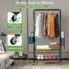 Rolling Garment Rack Metal Clothing Rail Multi-Purpose Clothes Organizer 2-Shelf