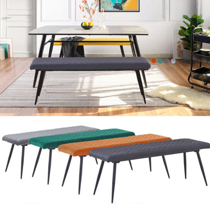 Soft Velvet Long Seat Bench Dining Chairs Padded Metal Legs Lounge Stool Bed End