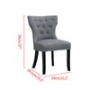 2Pcs Wing Back Dining Chairs Fabric Upholstered Accent Dining Room Kitchen Gray