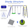 5-In-1 Outdoor Kids Swing Set Children Climbing Ladder Games W/ Basketball Hoop