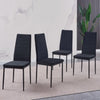 4x Black Velvet Dining Chairs with Round Tempered Glass Silver Legs Dining Table