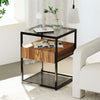Modern Tempered Glass Bedside Table Storage Drawer Nightstand Cabinet Home Offic