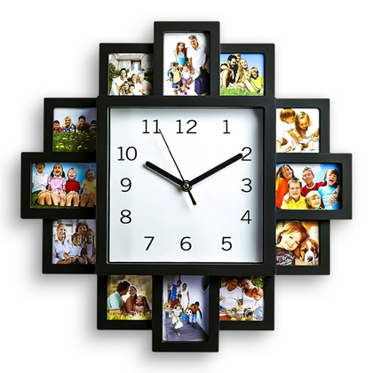 Family Love Picture Wall Clock 12 Multi Photo Frame Gift Home Decor Modern Fun