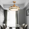 Retractable LED Ceiling Fan with Lights Crystal Chandelier Dimmable Lamp Remote