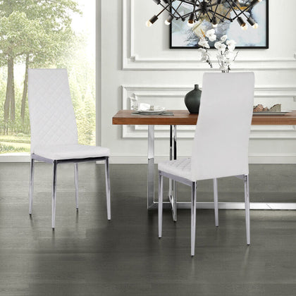 Set of 6 Modern Dining Chairs Padded Seat Kitchen Chair With Silver Steel Legs