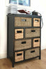 Wooden Storage Unit Wicker Baskets 8 Drawer Black Chest Assembled Hallway Furnit