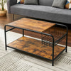 Rectangle Coffee Table Industrial Rustic Wood Sofa Tea Table Open Shelf Storage