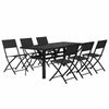 7 Piece Garden Dining Set Grey and Black A8D5