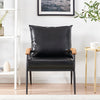 Black Sofa Armchair Couch Faux Leather Living Room Tub Chairs Metal Frame Modern