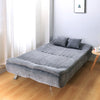 190cm Upholstered Grey Sofa Bed Sleeper Recliner Chair Beds Settee Couch Sofabed