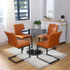 High Gloss Dining Table Set Glass with Faux Leather Industrial Style Chairs Seat