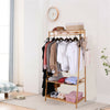 Wooden Clothes Rail Suits Shirts Trousers Hats Hanging Garment Rack w/Shoe Shelf