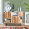 Wooden Storage Cabinet Floor Standing Bookcase Sideboard with Doors Open Shelves